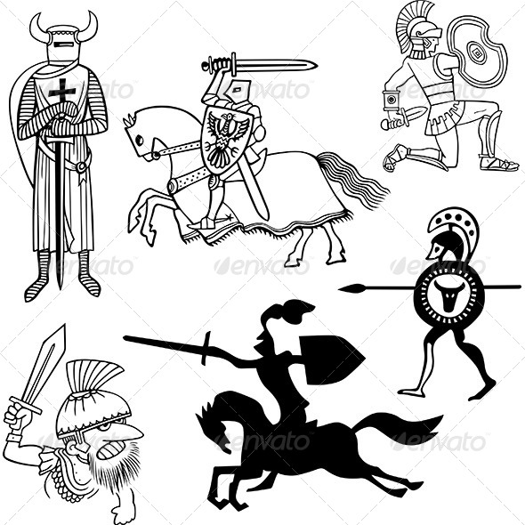 Set of Warriors - People Characters