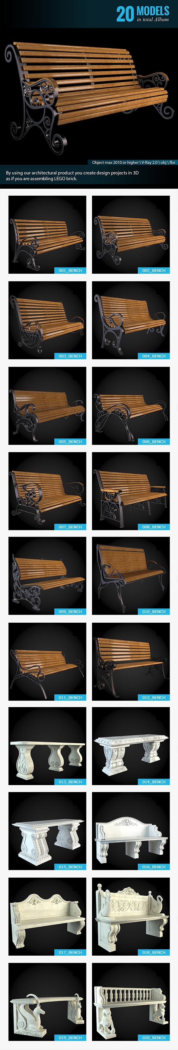 Benches Collection - 3Docean 6277244