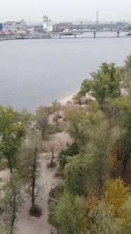 Vertical Video Aerial View of the Dnipro River  the Main River of Ukraine alt