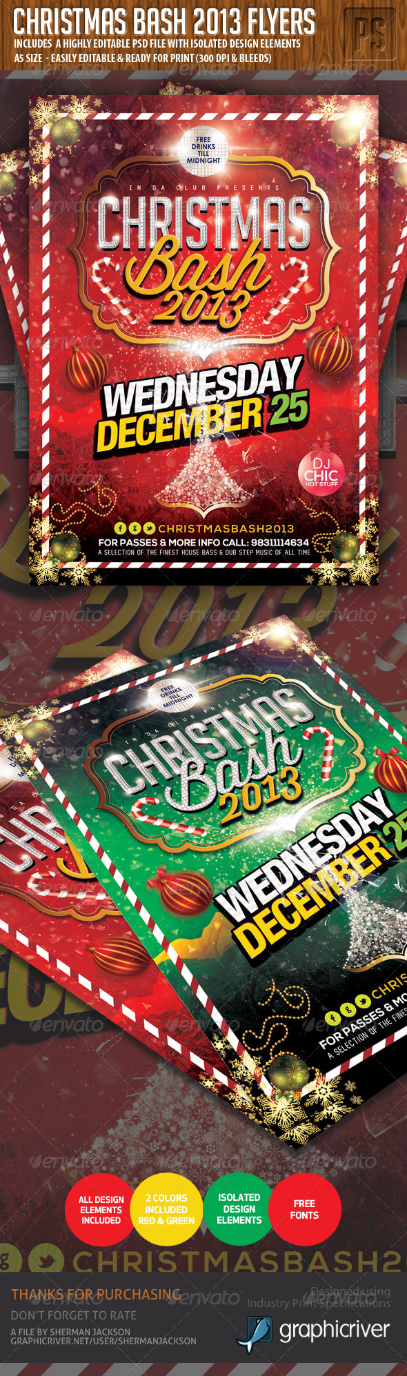 Christmas Party Bash Flyer 2013 - Clubs & Parties Events