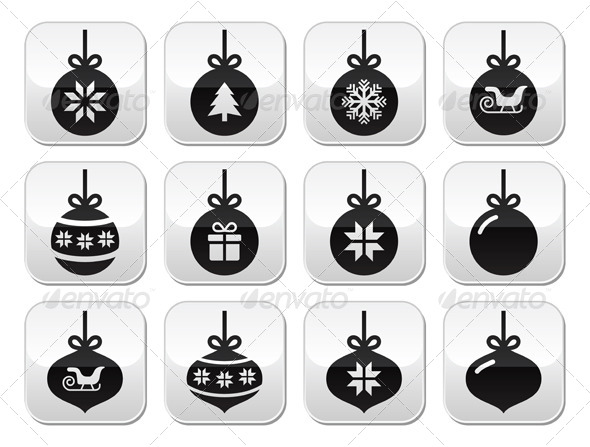 Christmas Bauble Vector Buttons - Christmas Seasons/Holidays