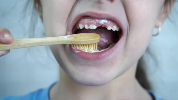 Morning brushing teeth hygiene.  alt