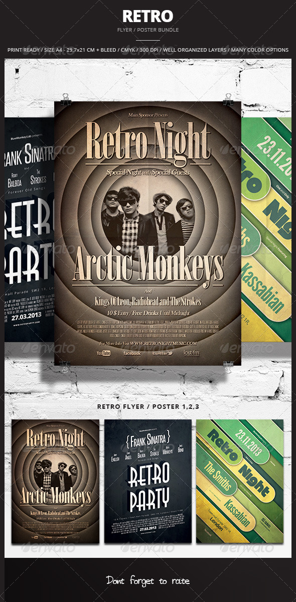 Retro Flyer / Poster Bundle - Events Flyers