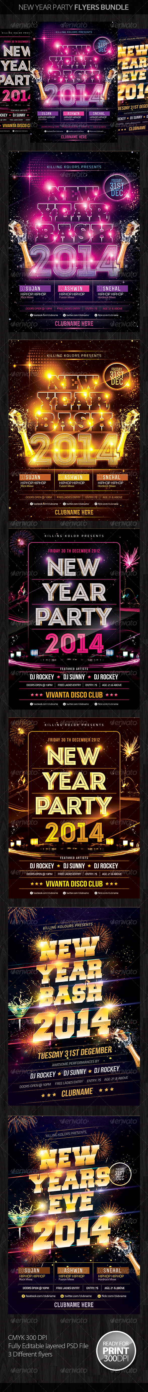 New Year Party Flyer Bundle - Clubs & Parties Events