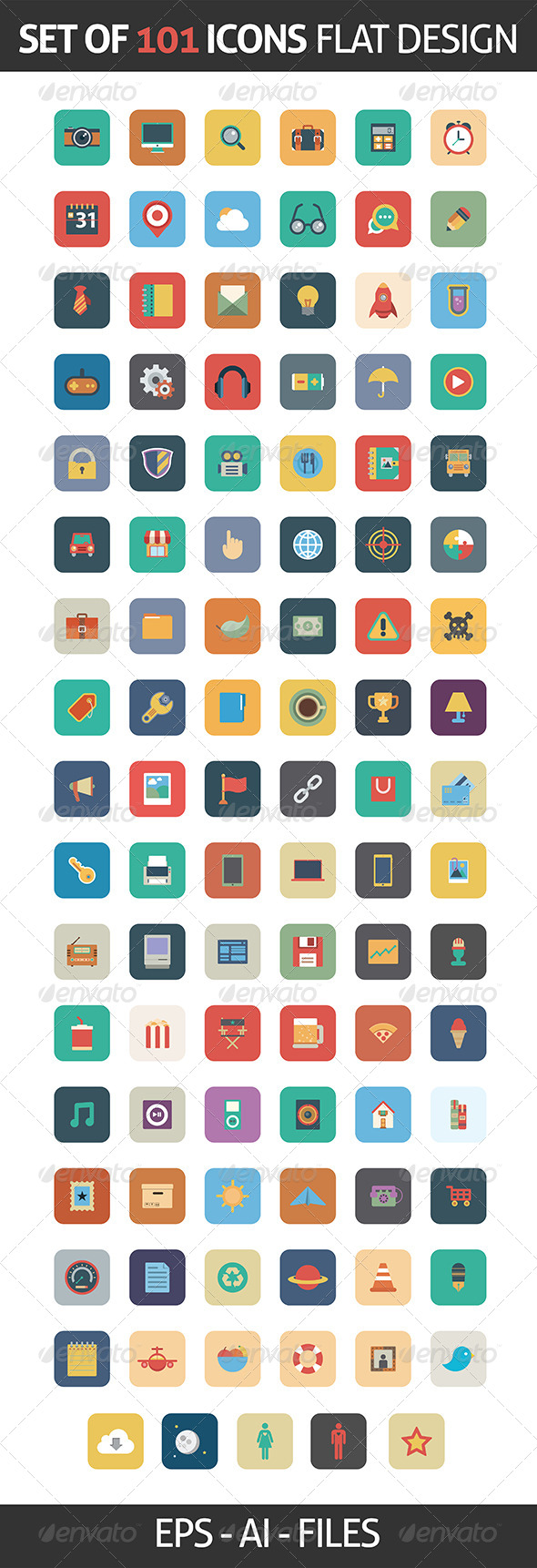 Flat Icons Square in Vector Format - Icons