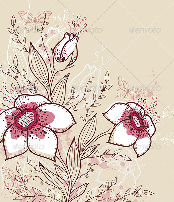 Background with Red Flowers - Flowers & Plants Nature