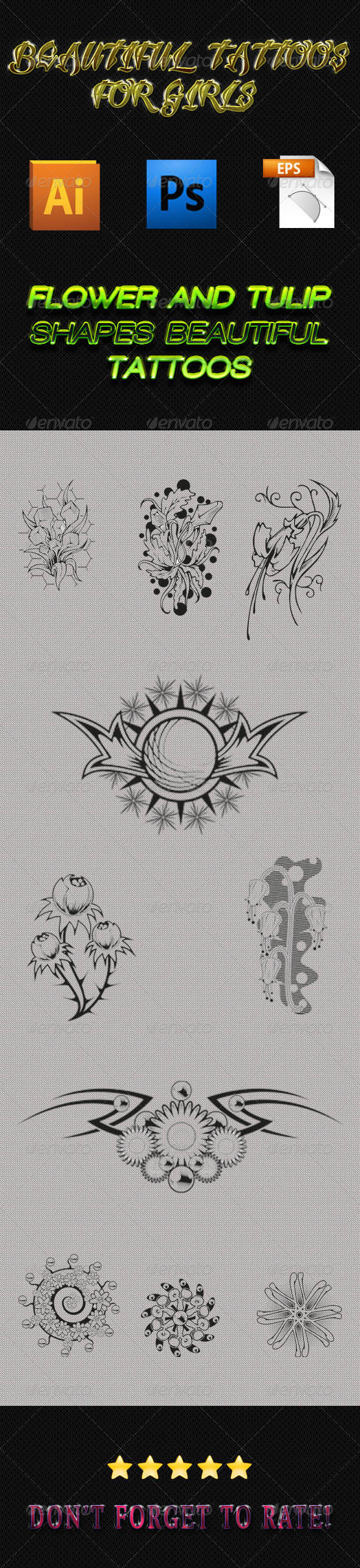 Girls Tattoos 02 - Tattoos Vectors