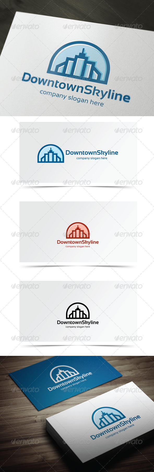 Downtown Skyline - Buildings Logo Templates