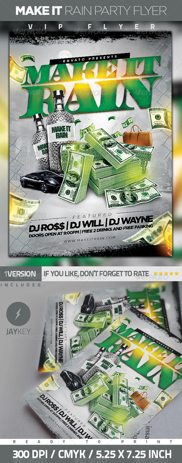 Make It Rain Party Flyer - Clubs & Parties Events