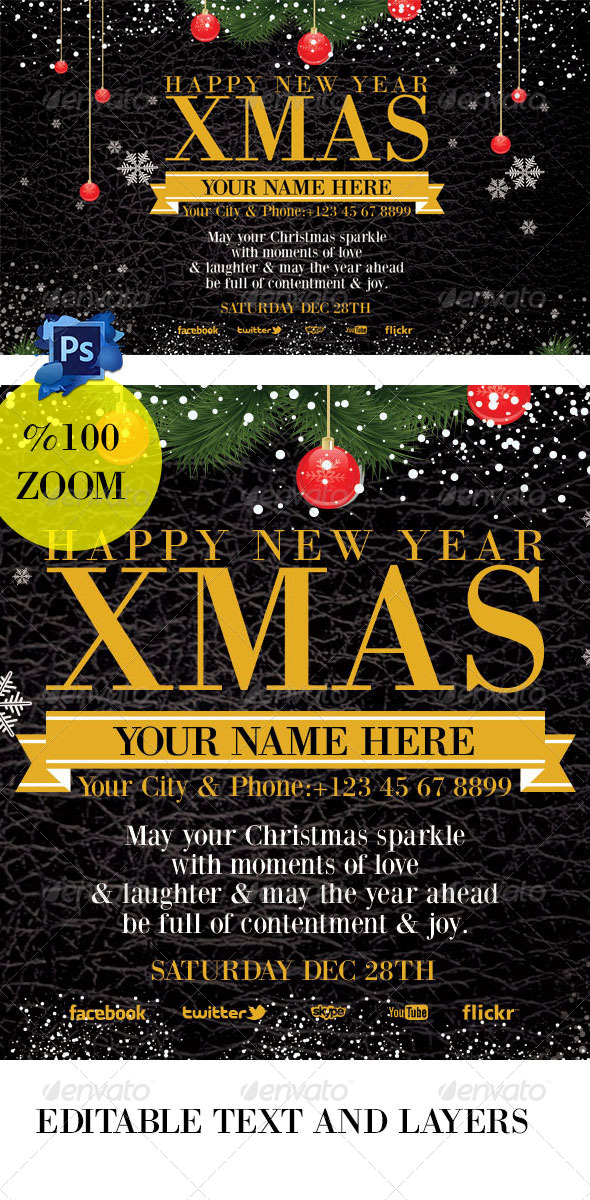 Christmas Invation Card black - Events Flyers