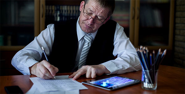 Business Man Working On Digital Tablet 1