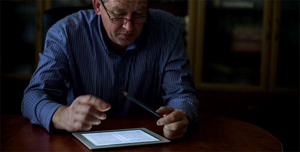 Business Man Working On Digital Tablet 8