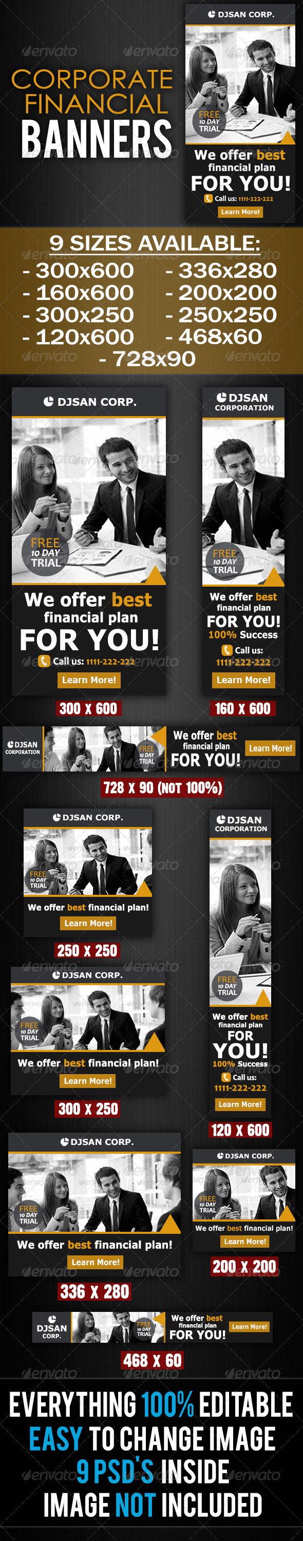 Corporate Financial Banners - Banners & Ads Web Elements
