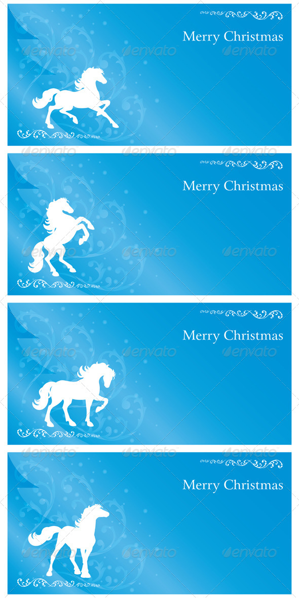 Christmas Set with Horse Silhouette - Backgrounds Decorative