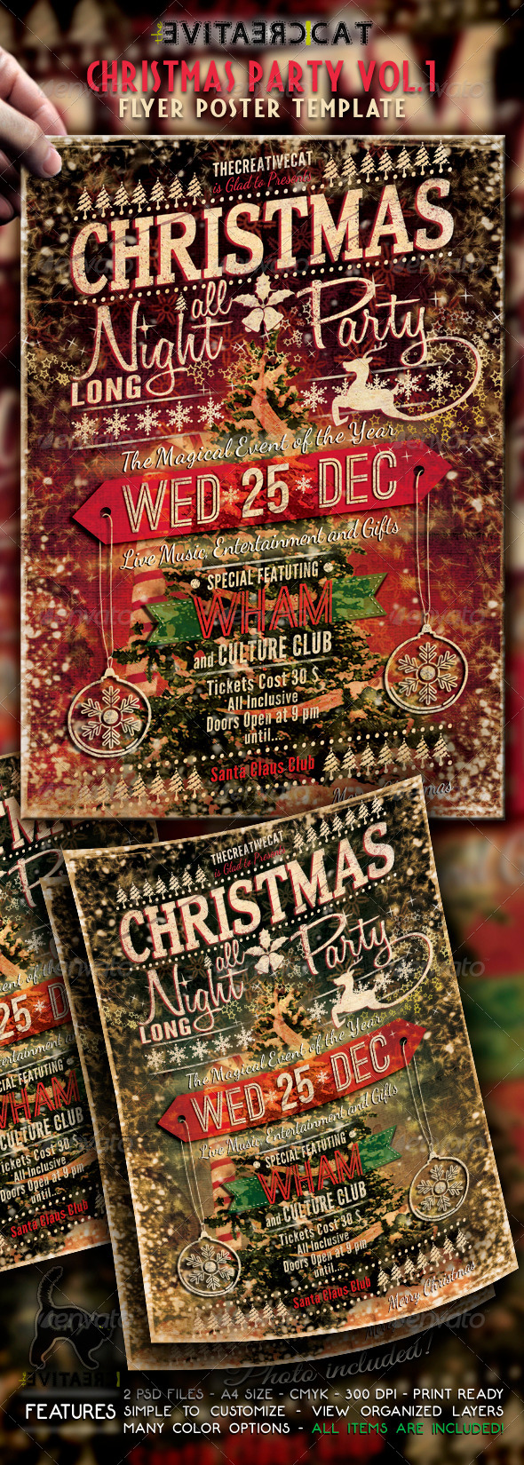 Christmas Party - Vintage Style Flyer/Poster Vol. - Events Flyers