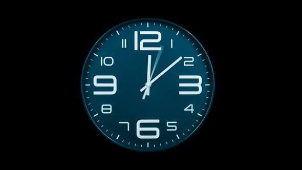 Modern Light Blue Clock Face Moving Fast Forward