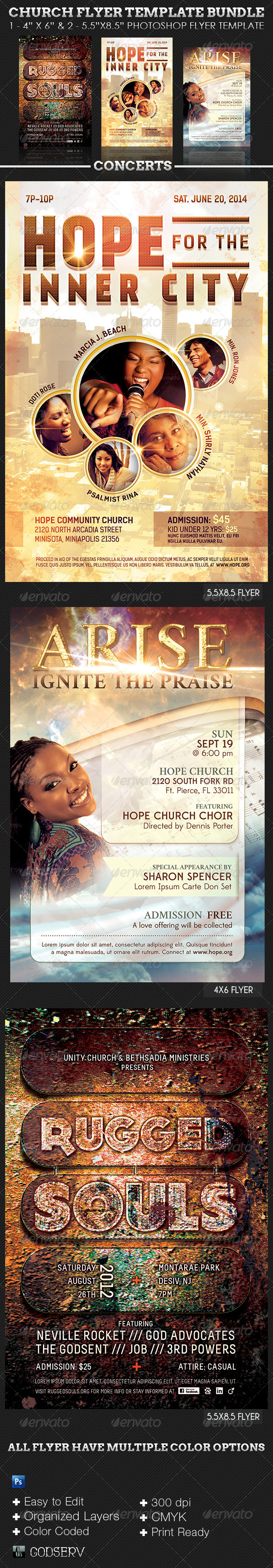 Church Concert Flyer Template Bundle - Concerts Events