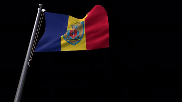 Flag Of Bucharest City (Romania) With Alpha Channel 4K alt