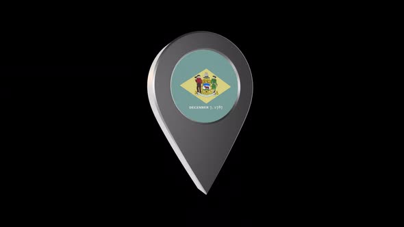 3d Animation Map Navigation Pointer With Delaware Flag With Alpha Channel - 2K alt