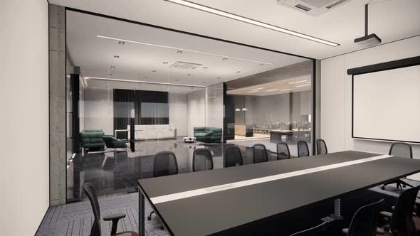 Interior Empty Modern Loft Office open space modern office footage. alt