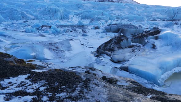 Iceland View Of Giant Blue Glacier Ice Chunks In Winter 6