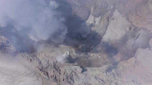 Above the Mutnovsky Volcano Crater with Fumaroles