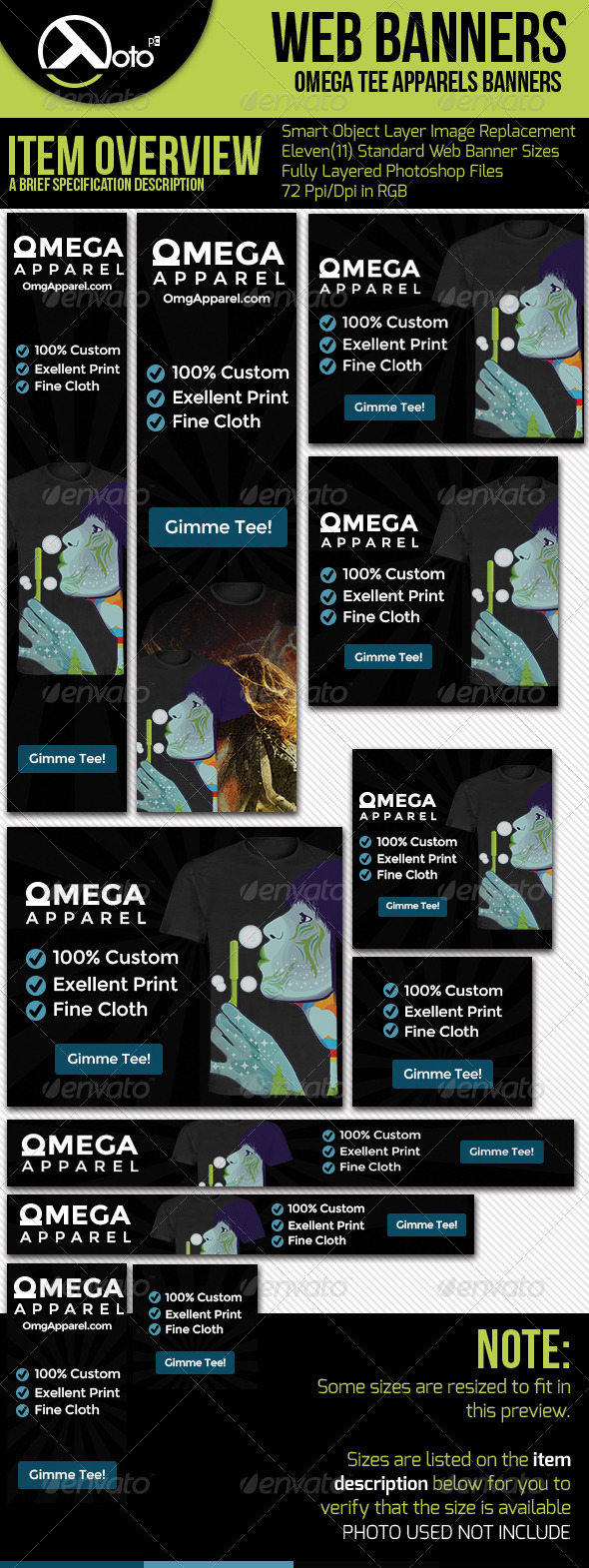 Omega Apparel with Tee Previews - Banners & Ads Web Elements