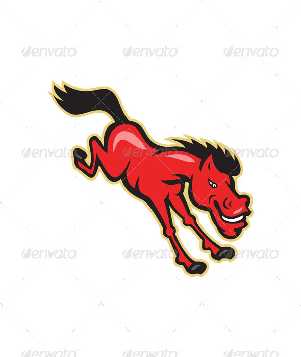 Red Horse Jumping Cartoon - Animals Characters