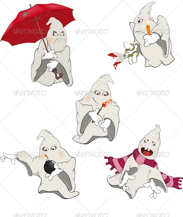 Ghosts Clip Art Cartoon - Halloween Seasons/Holidays
