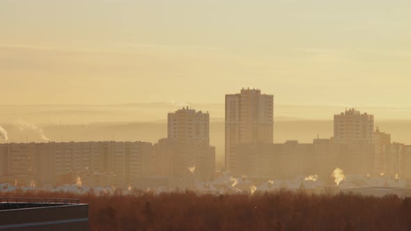 Time lapse of a city on a cold winter day