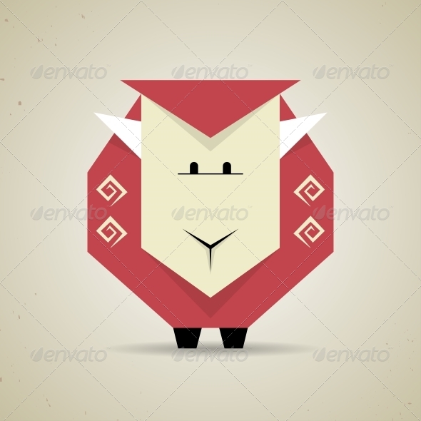 Origami Geometric Sheep from Folded Paper - Animals Characters