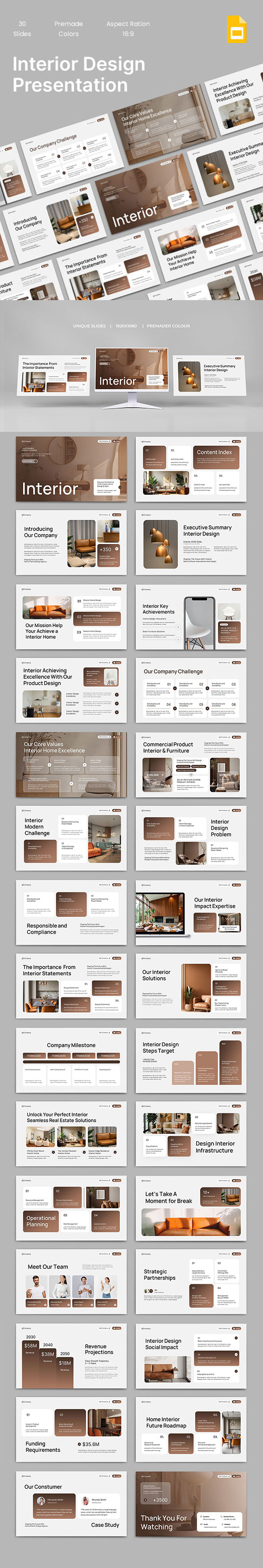 White Brown Modern Interior Home Presentation Google Slides