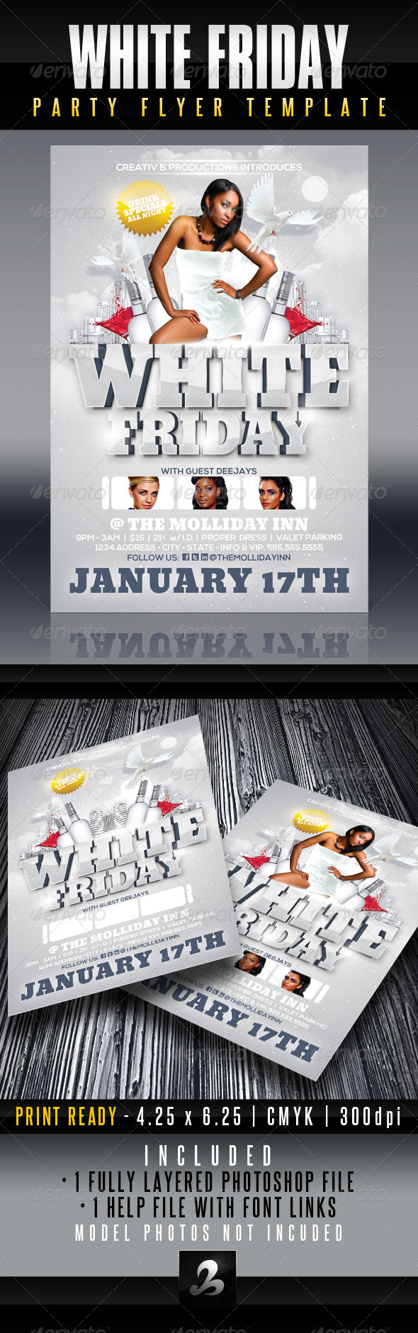 White Friday Party Flyer Template - Clubs & Parties Events