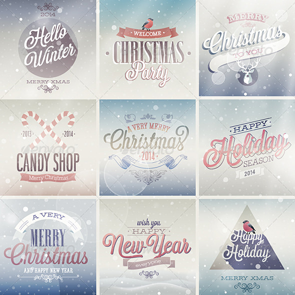 Christmas Set of Labels and Emblems - Christmas Seasons/Holidays