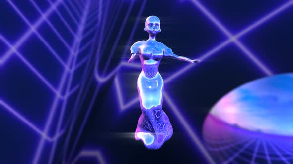 Feminine robot dancing