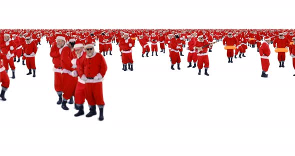 Group of santa claus dancing and performing various activity 4k alt