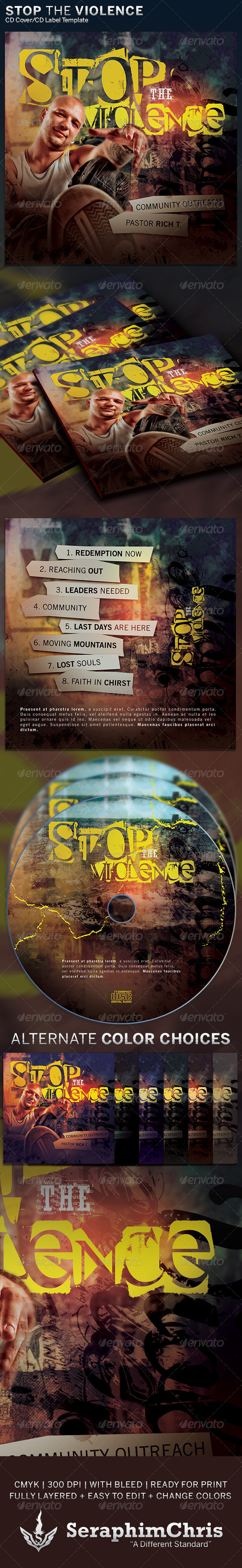 Stop the Violence: CD Cover Artwork Template - CD & DVD Artwork Print Templates