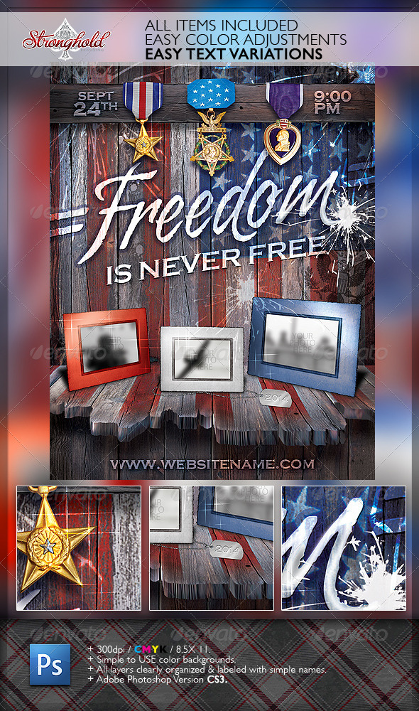 Freedom Memorial Holiday Flyer Template - Flyers Print Templates