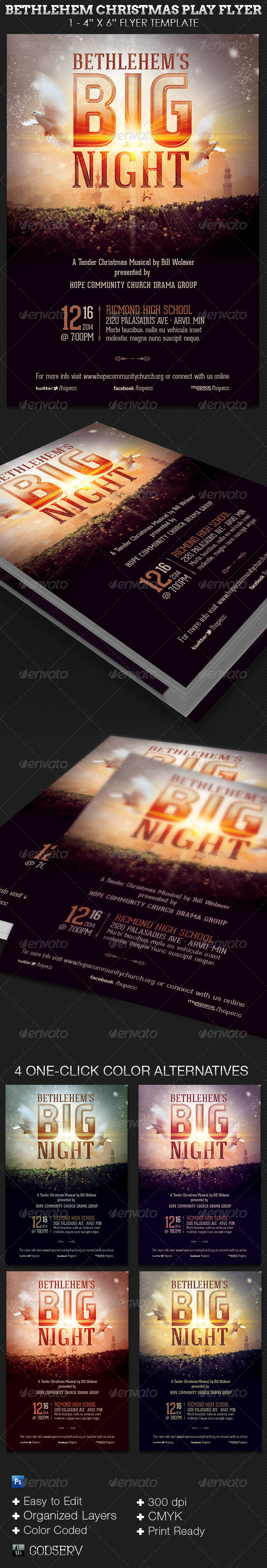 Bethlehem Christmas Play Church Flyer Template - Church Flyers