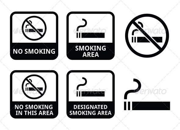 No Smoking Area Icons Set - Health/Medicine Conceptual