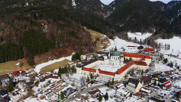 Germany, Bavaria, Garmisch Partenkichen, Ettal Abbey in winter alt