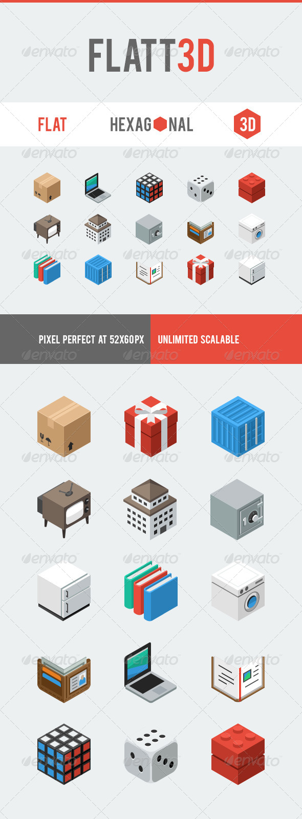 Flatt3d Isometric Icon Pack - Objects Icons