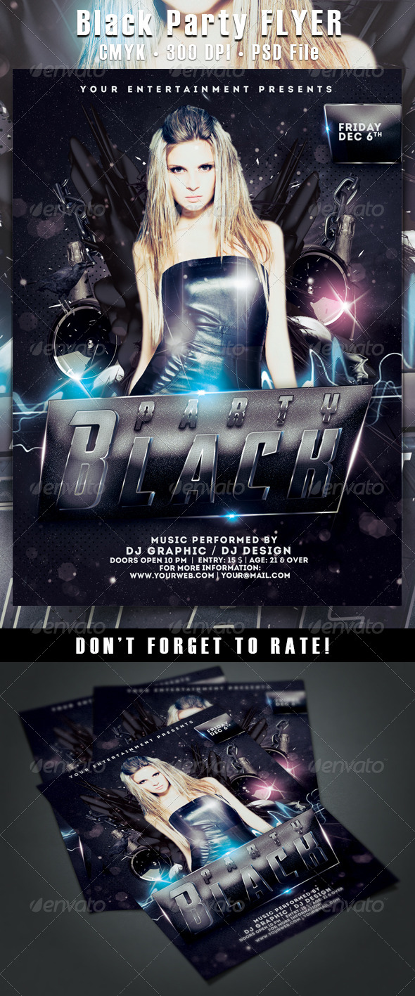 Black Party Flyer - Clubs & Parties Events