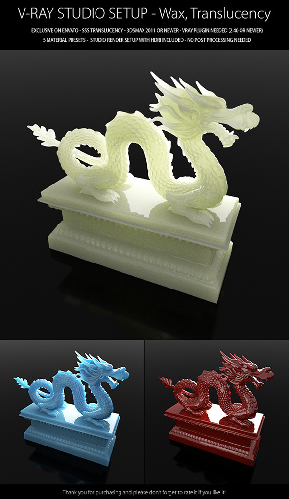 V-Ray Studio Setup - Wax and Translucency - 3DOcean Item for Sale
