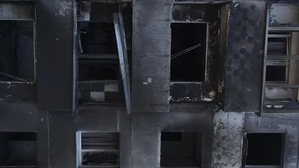 Vertical Video of a Destroyed Building in Borodyanka Ukraine alt