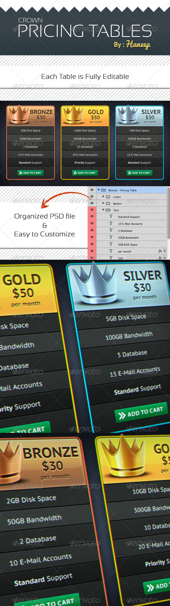 Crown Pricing Tables - Tables Web Elements