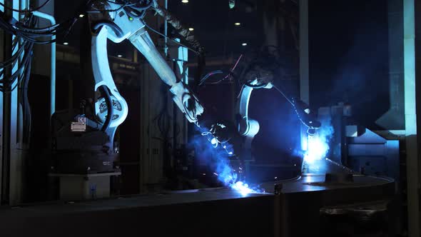 Automated Welding Equipment in the Factory Shop