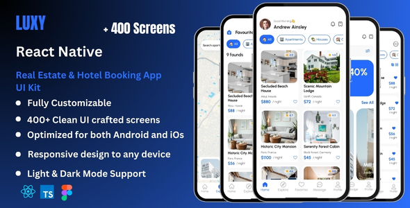 Luxy - Real Estate & Hotel Booking React Native Expo Ui Kit