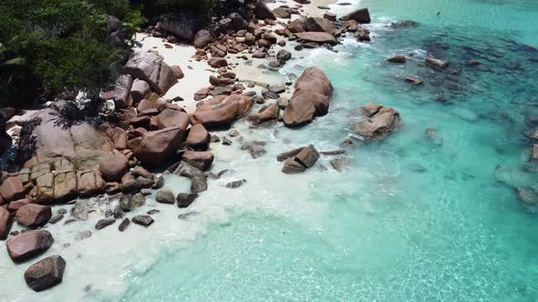 beach with stones in Seychelles Praslin