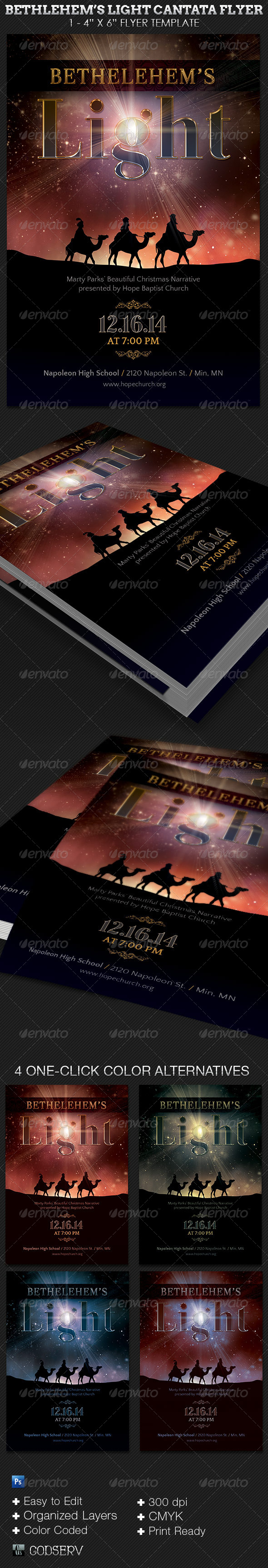 Bethlehem Light Cantata Flyer Template - Church Flyers